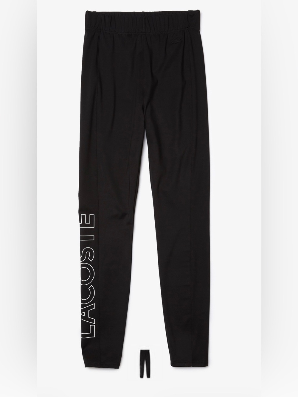 Lacoste LIVE XF3901 Logo Print High Waist Leggings Black Size Small 34 NWOT